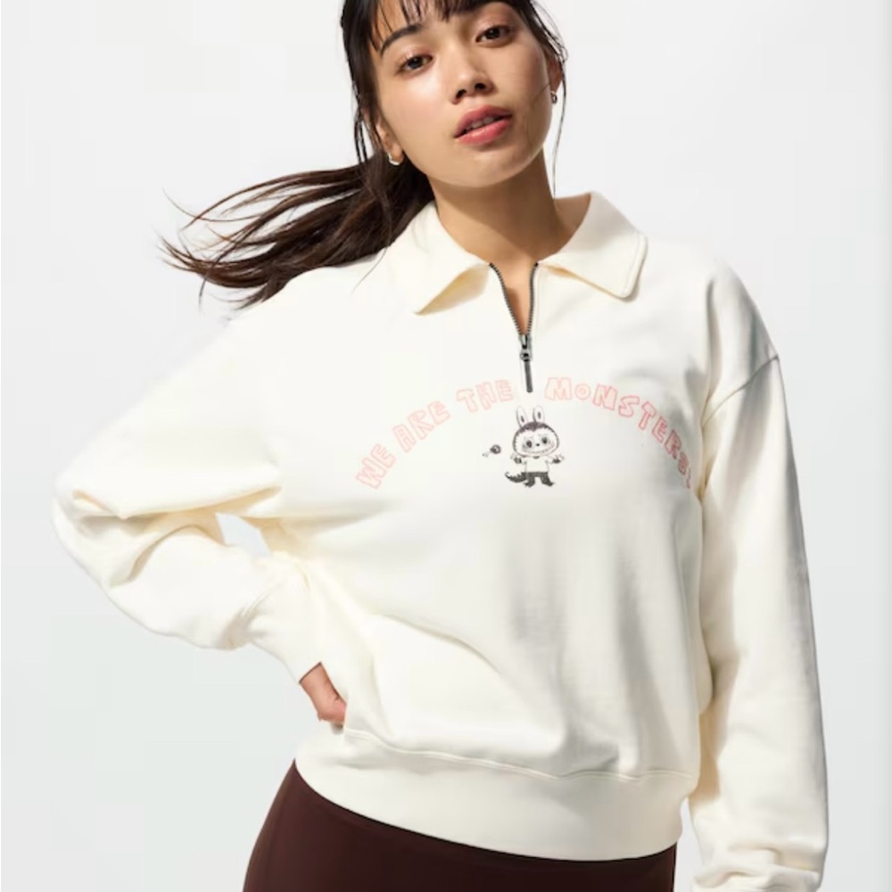 Cream Women's Sweater with Graphic Design